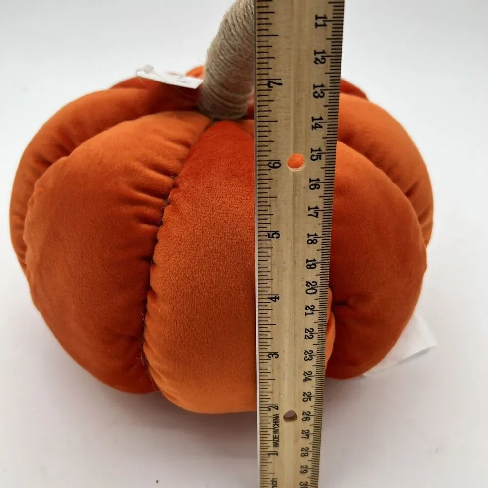 Rust Velvet Pumpkin Shaped Decorative Pillow Way To celebrate, Size 6”X 9” Decor